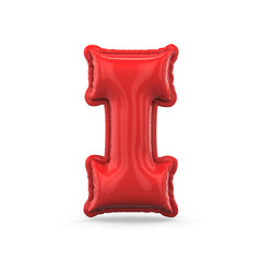 Red letter I made of inflatable balloon isolated. 3D