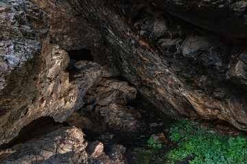 Cave known as Cueva Chiquita in the Natural Park of the Villuercas.. Caamero. Extremadura. Spain.