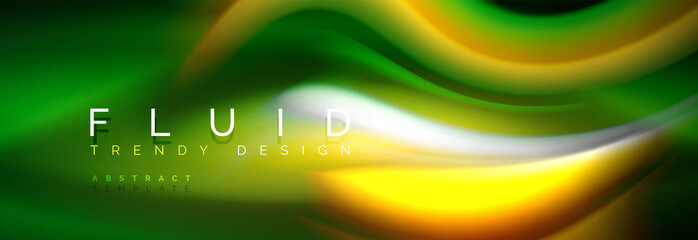 Fluid color neon wave lines background, neon liquid color futuristic paint template