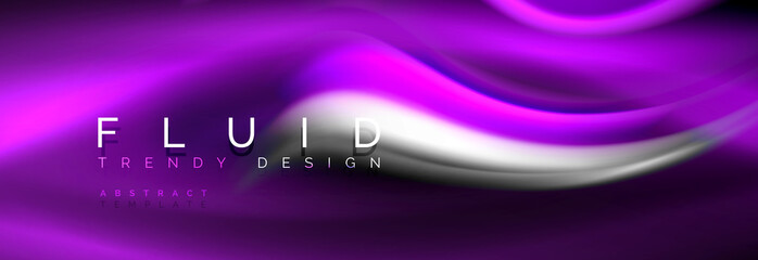 Fluid color neon wave lines background, neon liquid color futuristic paint template