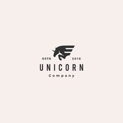 horse wing unicorn logo hipster retro vintage vector icon illustration © gaga vastard