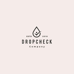 drop check human logo hipster retro vintage vector icon