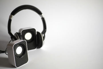 Speakers on white isolated background
