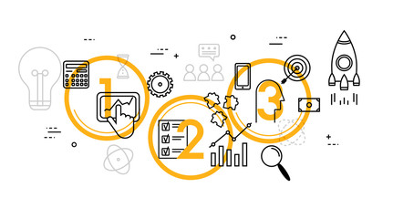 Line thin flat design illustration concept for business process