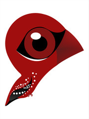 Bird cartoon, Big eyes cute bird, Strawberry Finch, Red avadavat.