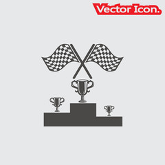 Racing flag icon isolated sign symbol and flat style for app, web and digital design. Vector illustration.