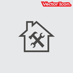 Fototapeta premium Repair Building icon isolated sign symbol and flat style for app, web and digital design. Vector illustration.