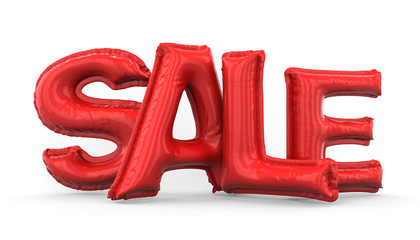 Word SALE made of red inflatable balloons. 3D