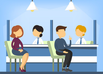 Bank office interior. Financial consulting. Person sitting