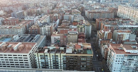 Buildings  in Barcelona. Spain. Aerial view by a Drone