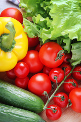 Bright vegetables at the table
