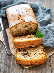 traditional homemade stollen with dried fruits and nuts