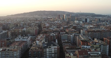 Naklejka na ściany i meble Aerial view in Barcelona. City of Catalonia. Spain. Drone Photo