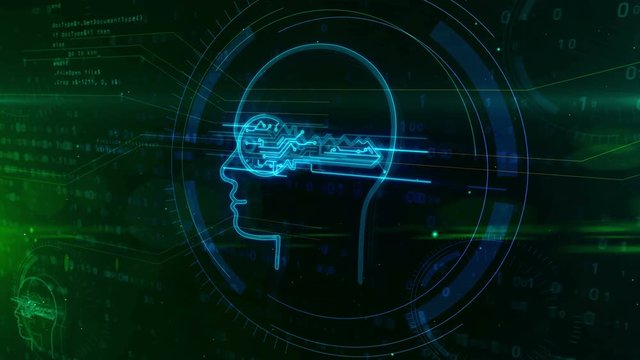 Cyber privacy and personal data protection technology symbol on digital background. Encryption, password safety, private key and cyber attack prevention abstract concept 3D animation.