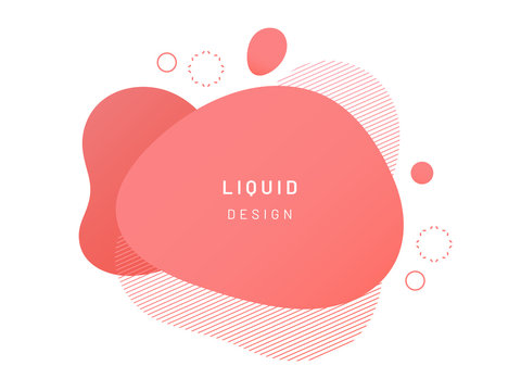 Red fluid blob for card background. Liquid stain in dynamic color. Free geometrical shape for flyer. Aqua blotch with wavy lines. Abstract gradient banner template