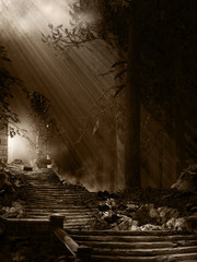 Stone stairs in the forest © Melkor3D