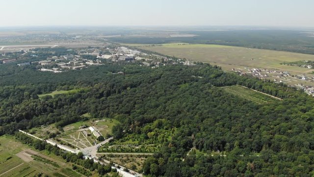 Flight over Alexandria Park in Belaya Tserkov near Kiev, Ukraine. 4K