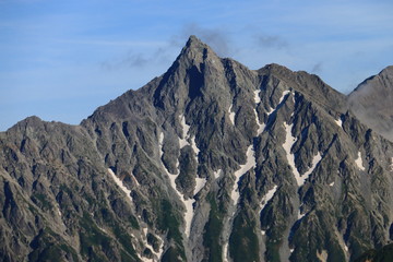 北アルプス三俣山荘から望む　槍ヶ岳の雄姿