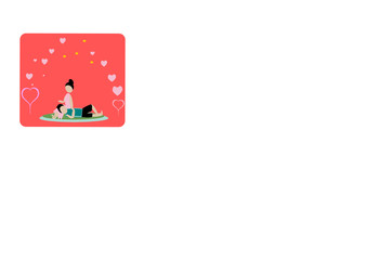 Cartoon Couple, Woman-Man, Cartoon Concept, Love Emotion, Friends and Romance, Pink Heart,Sit back, relax, Talk comfortably,  To decorate the page Messages or labels