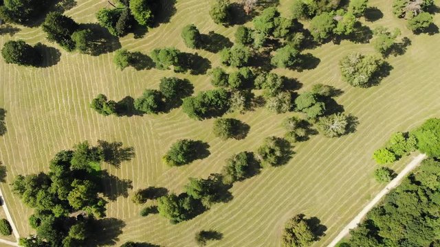 Flight over Alexandria Park in Belaya Tserkov near Kiev, Ukraine. 4K