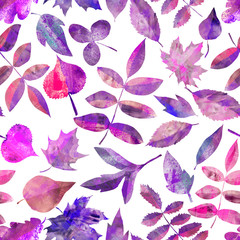 Seamless pattern of different leaves. Illustration