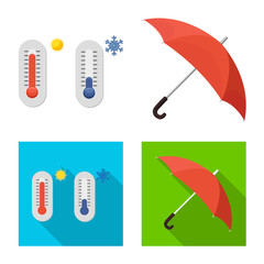 Vector illustration of weather and climate symbol. Collection of weather and cloud stock symbol for web.