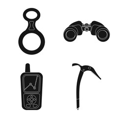 Vector design of mountaineering and peak logo. Collection of mountaineering and camp vector icon for stock.