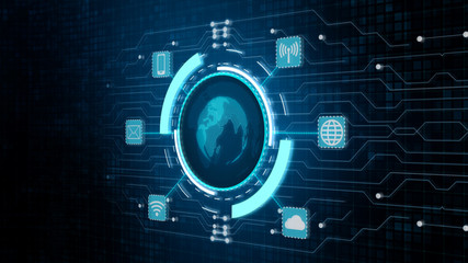 Secure global network, Technology network and cyber security concept. Protection for worldwide connections. Earth element furnished by Nasa