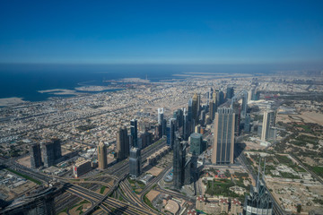 Naklejka na ściany i meble Bird view of Dubai skyline at daytime
