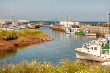 Toney River harbor marina near Pictou on the coastline of Nova Scotia, Canada