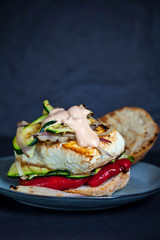 Sandwich with grilled halibut