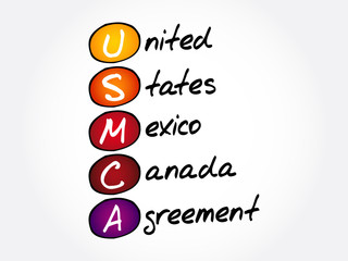 USMCA - United States Mexico Canada Agreement acronym, concept background