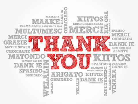 Thank You word cloud in different languages, concept background