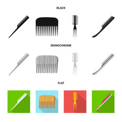 Vector design of brush and hair logo. Set of brush and hairbrush vector icon for stock.