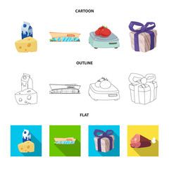 Vector illustration of food and drink icon. Collection of food and store stock symbol for web.