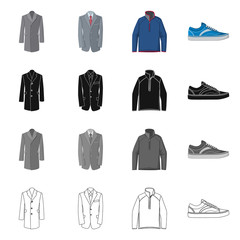 Vector design of man and clothing icon. Set of man and wear stock vector illustration.