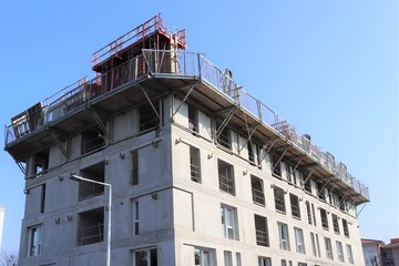 Fototapeta premium CHANTIER DE CONSTRUCTION D'UN IMMEUBLE EN BETON