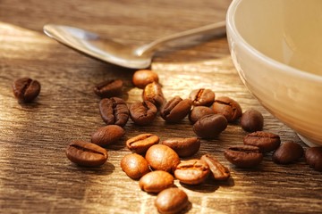 Coffee beans on table