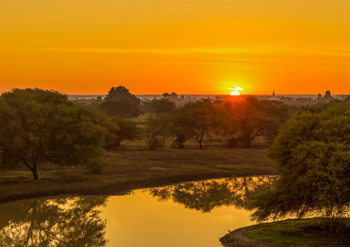 sunrise in pugan,myanmar