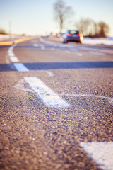Rough asphalt on a country road in Austria