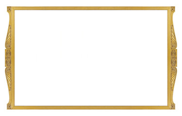 Obraz premium Panoramic golden frame for paintings, mirrors or photo isolated on white background