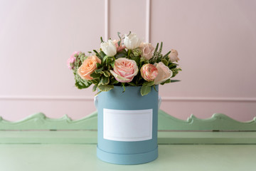 Beautiful bouquet of flowers in a box