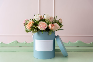 Beautiful bouquet of flowers in a box
