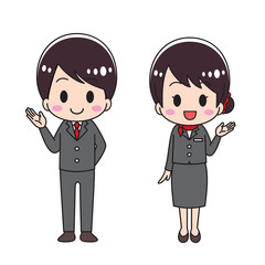 Male and female set of sales counseling smartphone