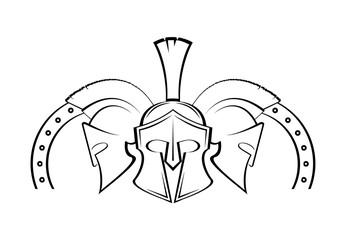 Spartan helmet military symbol vector icon.