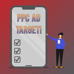 Conceptual hand writing showing Ppc Ad Target. Business photo showcasing Pay per click advertising marketing strategies online campaign