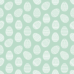 Seamless pattern of white easter egg vector flat icons painted in traditional style. Eggs isolated vector. Easter eggs for Easter holidays design. Eggs icons flat modern style.