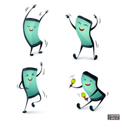 Set of cartoon characters phones