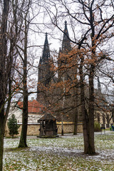 View of the Basilica of Saints Peter and Paul in Vysehrad in Prague