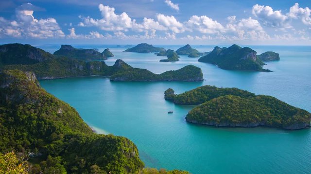 Time lapse of Mu Ko Ang Thong island. This place is a marine national park in the Gulf of Thailand.